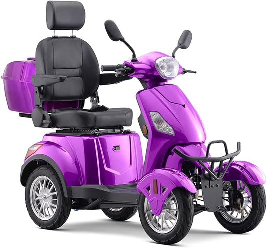 Super Large Electric 4 Wheel Mobility Scooters, Heavy Duty 800W Wheelchair Device, 25 Miles Long Range, All Terrain Mobility Scooter，Speed Adjust, Remote Key,Receive Ready to Ride (Purple)