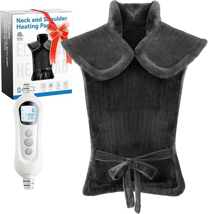 WUGE Mothers Day Gifts for Mom, Heating Pad for Neck Shoulder and Back, Birthday Gift for Women Men, Deeper Pain Relief, Large Weighted Heat Pad, ETL Certified, Gray