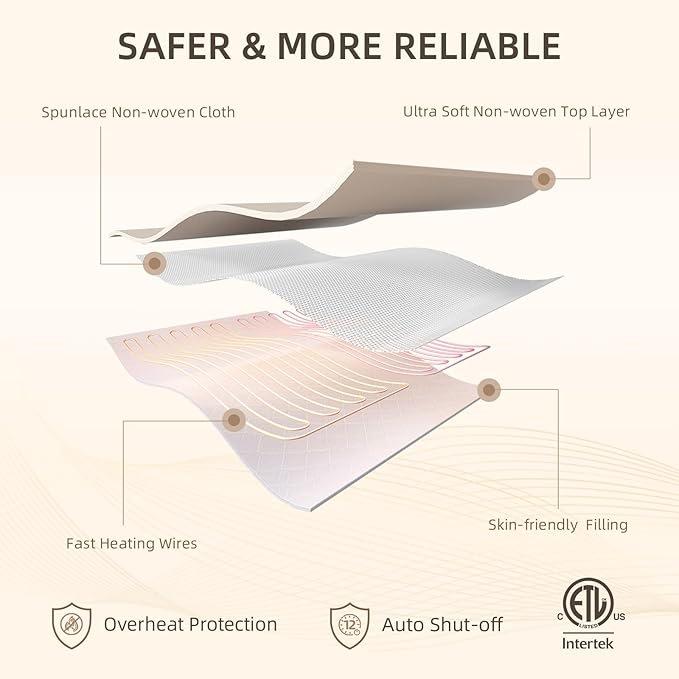Bwarm Electric Heated Mattress Pad Full Size, 54" x 75", Bed Warmer, 9 Heat Settings, 1-12 Hours Auto Off, Deep Pocket, Fast Heating, Machine Washable, Soft and Cozy