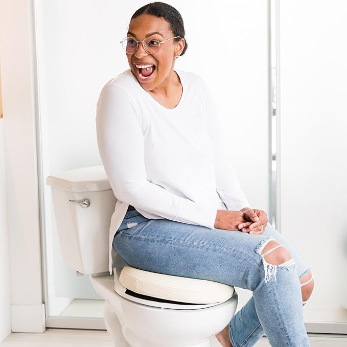 Toilet Lid Back Support Cushion for Seniors, Disabled, Postpartum Mothers, Back Surgery Recovery & Mobility Issues | Water-Resistant, Easy Slip-On, Fits All Round & Oval Toilet Lids