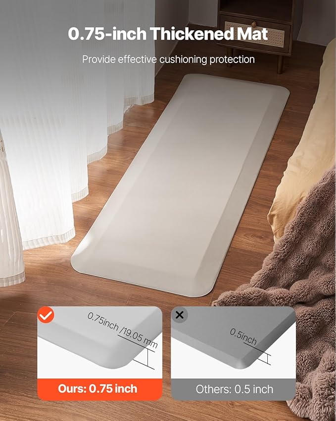VEVOR Fall Mat for Elderly, 3/4-inch Thickened Fall Prevention Pad with Beveled Edge, Anti-Slip Bedside Safety Floor Mat for Seniors, Handicaps, Patients (24 x 70 inch)