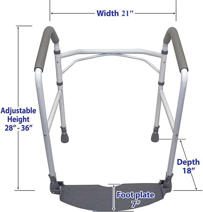HEALTHLINE Toilet Safety Frame & Rails for Seniors - Foldable Heavy-Duty 300 LBS Toilet Handrail for Bathroom with Grab Bars for Adults - Adjustable Height Hand Rail for Toilet Seat for Elderly