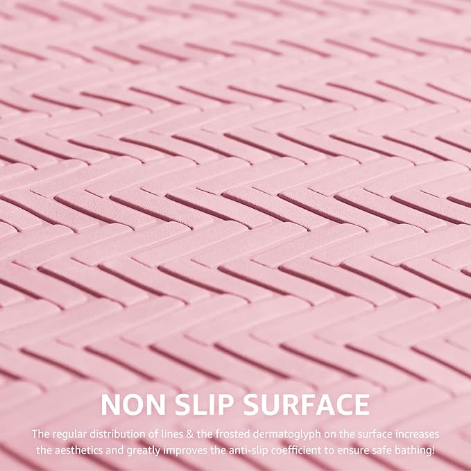 OTHWAY Bathtub Mat Non Slip, Extra Long Rubber Bath Mat for Tub, Machine Washable Shower Anti Slip Mat with 332 Strong Suction Cups (Pink, 36" x 17")
