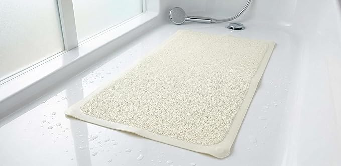 Huji Loofah Shower Mat - Non-Slip Bath Mat 10 Super Suction Cups for Bathroom - Great for The Elderly and Children