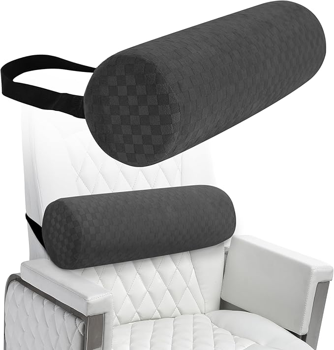 Lumbar Roll Pillow for Lower Back, Lumbar Support Foam Roll Cushion with Pillowcase and Upgraded Strap for Office, Chair, Car, Seat Pain Relief & Improving Posture (Dark Grey, Long-15 * 4.3'')