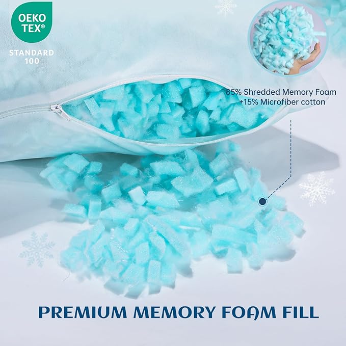 Side Sleeper Pillows for Adults, Cervical Pillow for Side Sleepers, Cooling Pillow with Ergonomic Design, Adjustable Crescent Shredded Memory Foam Pillows for Neck and Shoulder Pain Relief