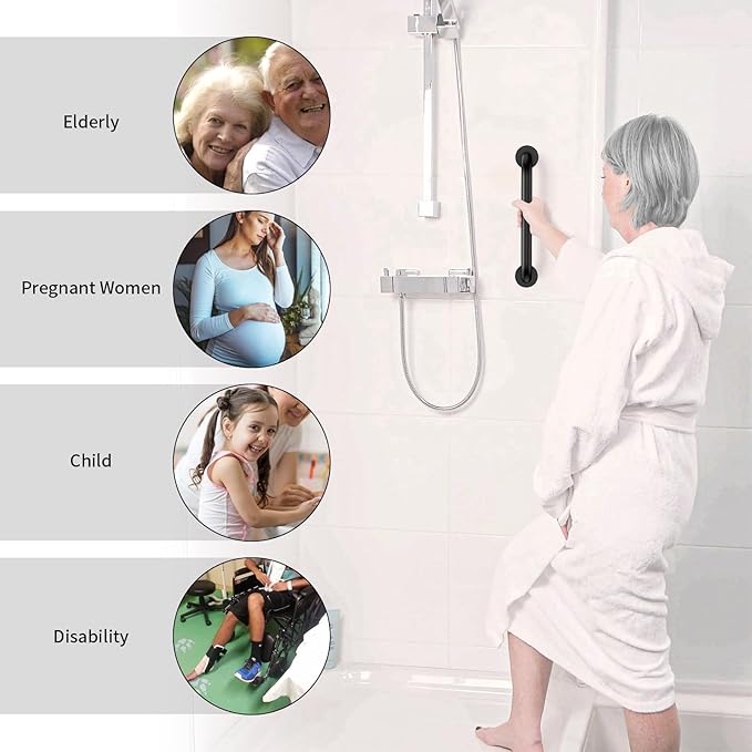 12 Inch Stainless Steel Shower Grab Bar,ZUEXT Oil Rubbed Black Shower Handle,Bathroom Balance Bar,Safety Hand Rail Support Bar for Handicap Elderly Injury,Senior Assist Bar,Wall Concealed Mount Handle