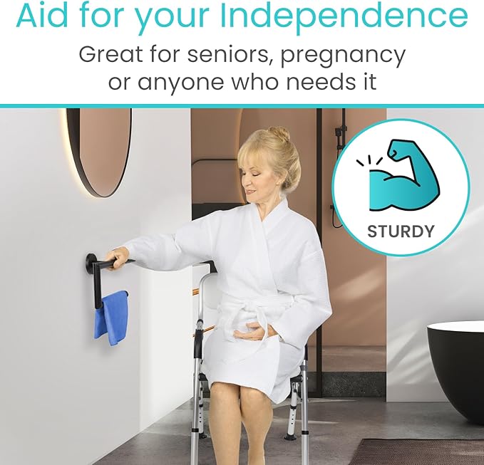 Vive Grab Bar with Toilet Paper Holder (350lbs) - Handrail Bar Combo for Bathroom Wall - Safety Support for Elderly, Seniors & Disabled - Handicap Assist for Restroom Walls & Getting up from Toilets