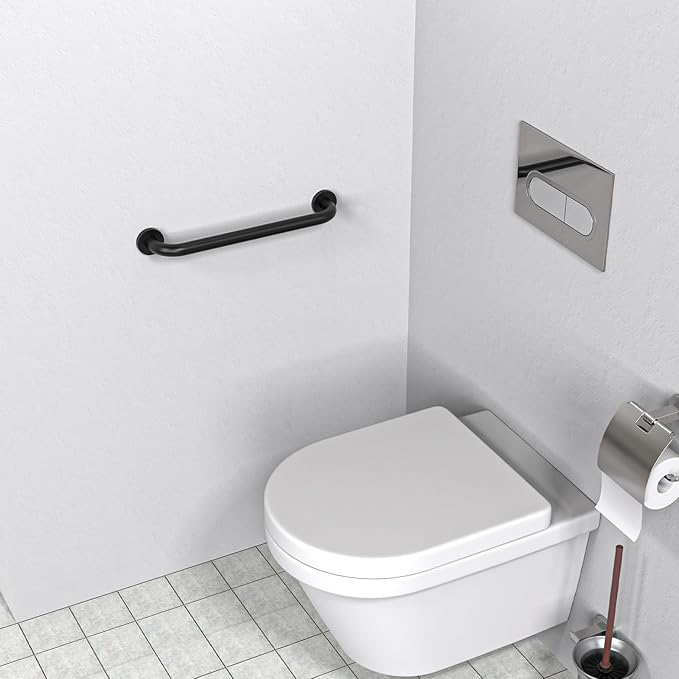 ZUEXT 16 Inch Oil Rubbed Black Stainless Steel Shower Grab Bar, Bathroom Safety Hand Rail, 500 Lbs Pull Force, Concealed Mount, Modern Sleek Style