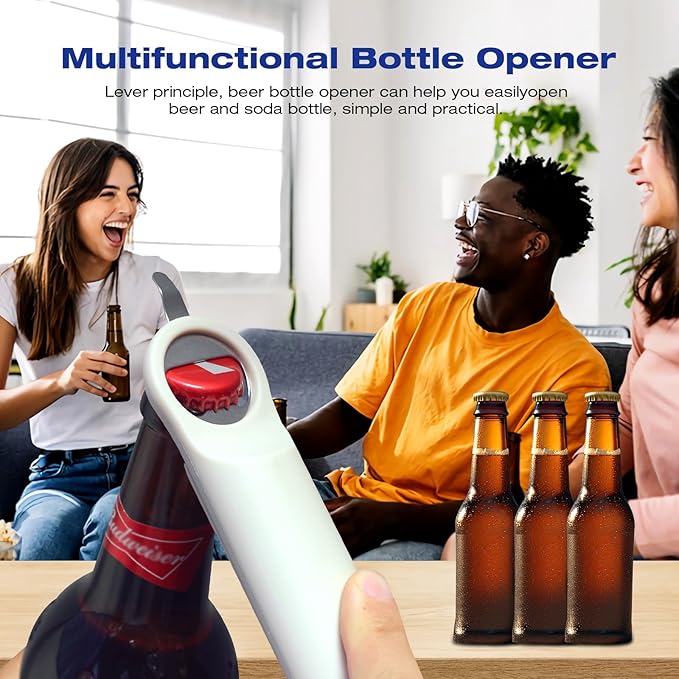 Multifunctional Jar Opener for Seniors with Arthritis, Magnetic Can Opener, Kitchen Gadgets for Weak Hands (Off-White)