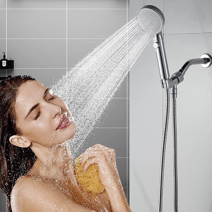 DOILIESE Shower Head with Handheld Shower Head with ON/Off Switch, 3-Modes High Pressure Shower Head with Hose,Chrome Finish