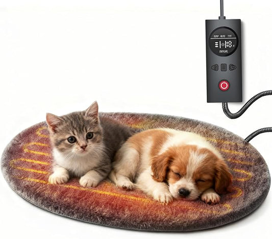 uncn Dog Cat Heating Pad Pressure Activated 15 X 17 Pet Heat Pack Automatic Electric Heated Bed Mat for Indoor Warming Pad Chew Resistant Cord, Adjustable Temperature Waterproof Washable (Small)