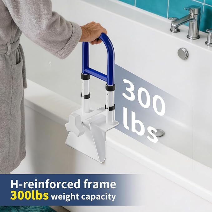 Adjustable Bathtub Handle, Shower Grab Bars for Elderly, Elderly and Disabled, Bathroom Safety Rails Non-Slip Grip, Supports 300 lbs
