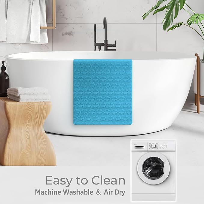 WRISIN Non Slip Bathtub Mat for Bath Tub Shower - Natural Rubber Mat with 241 Suction Cups - Soft Bathroom Safety Mat - Unique Diamond Pattern - Fatigue Relief - Machine Washable - 16 × 28 Inch