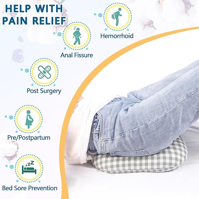 Anti-Bedsore Cushion, Donut Pillows, Pressure Ulcer Cushions, Pillow Tailbone Pain Relief Mat, Soft Pad of Bed Sores for Seniors,Pregnant,Hemorrhoids,Post-Surgery(Green,Small)