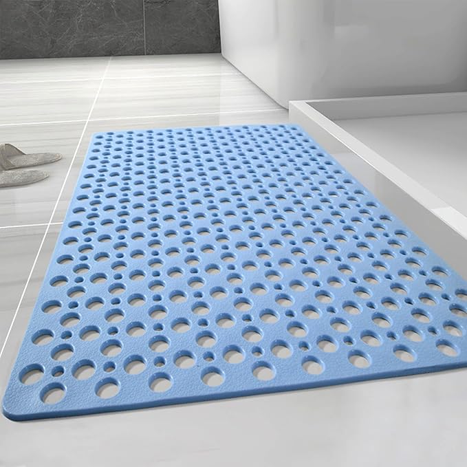 Casa and Beyond Shower Mat, Secure Shower Mats Easy to Clean, Showers Mat with Suction Cup, Washable Non-Slip Bathtub Mats for Inside Showers (Blue,29.5 * 17 in)