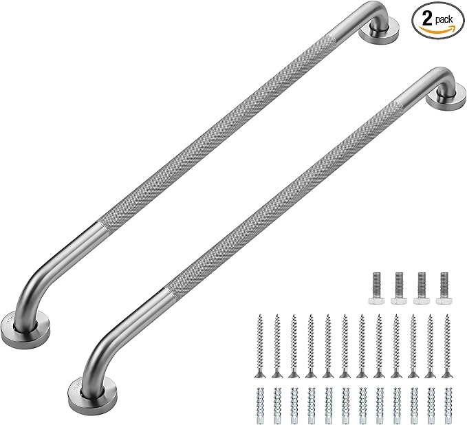 Grab Bars for Shower, 2 Pack 32-Inch Anti Slip Shower Handles for Elderly, Safety Shower Grab Bar, Stainless Steel Handicap Grab Bars for Bathroom,Toilet (Brushed Nickel, 1" Diameter)