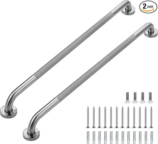 Grab Bars for Shower, 2 Pack 32-Inch Anti Slip Shower Handles for Elderly, Safety Shower Grab Bar, Stainless Steel Handicap Grab Bars for Bathroom,Toilet (Brushed Nickel, 1" Diameter)