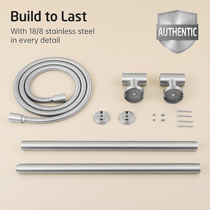KES 30-Inch Shower Slide Bar with High Pressure 9 Functions Adjustable Handheld Shower Head & 59-Inch Hose, Built-in Power Wash to Clean Tub Tile & Pet, Wall Mount Brushed Finish 18/8 Stainless Steel