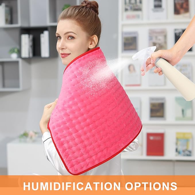 Deepsoon Heating Pad,Electric Heating Pads for Back,Neck,Moist Heating Pad for Abdomen Shoulder Knee Legs,Dry/Moist Heat&Auto Shut Off,Mother's Day Birthday for Men and Women,Fuchsia,33x17 Inch