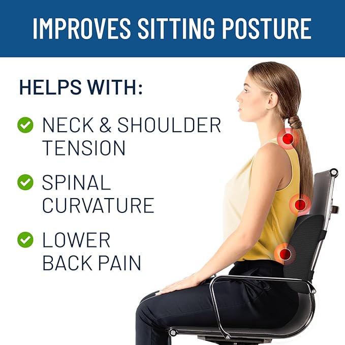 Everlasting Comfort Lumbar Support Pillow & Wheelchair Cushion Bundle - Office Chair Back Support Improves Posture, Eases Back Pain - Ventilated Gel Seat Cushion for Chair, Seniors, & Adults