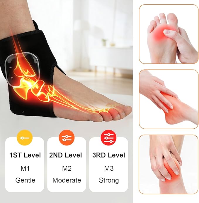 2 Pcs Foot Massager for Neuropathy, Foot Renew & Relax, Portable Cordless Ankle Heating Pads for Home, Travel, Office, Triple Method Massager & 5 Heat Levels, USB Charging