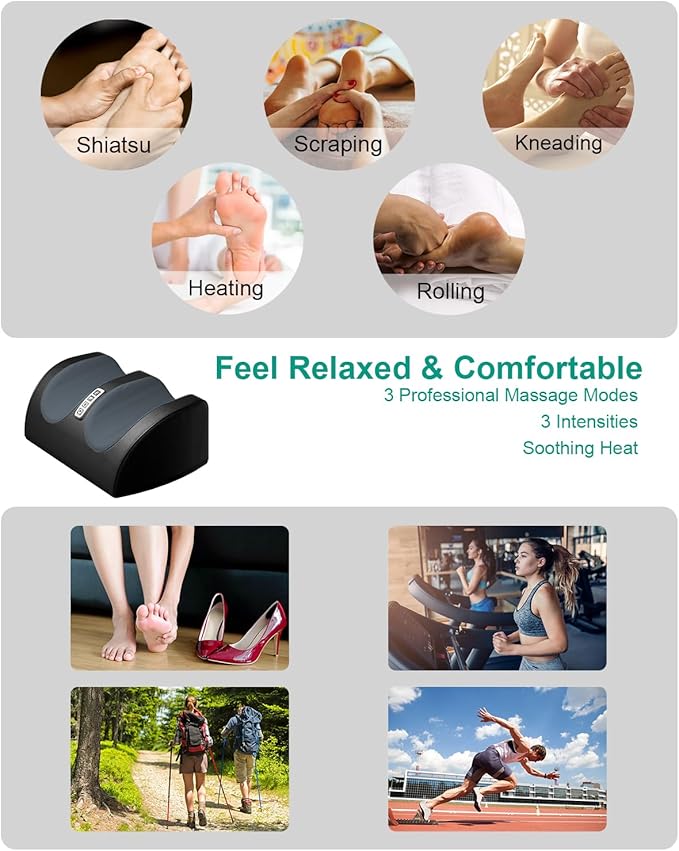 LINGTENG Shiatsu Foot Massager with Heat, FSA Eligible HSA Foot Massager for Foot Massage and Calf Massage, Foot and Calf Massager with Roller, Gifts for Mom & Dad, Fathers & Mothers Day Gifts