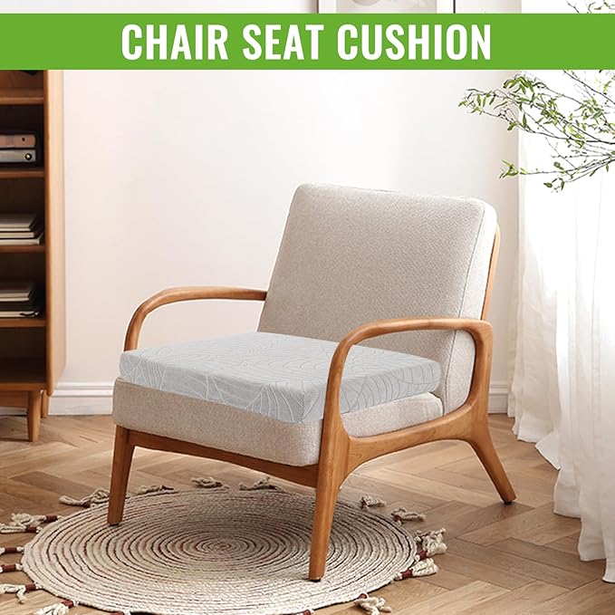Recliner Cushions for Long Sitting Foam Seat Cushion Soft Tufted Layer for Elderly Seniors, Recliner Chair, Floor Pillow, Office Chair, Car, No Pressure on Thighs, 20X20X3 Inch - Light Grey