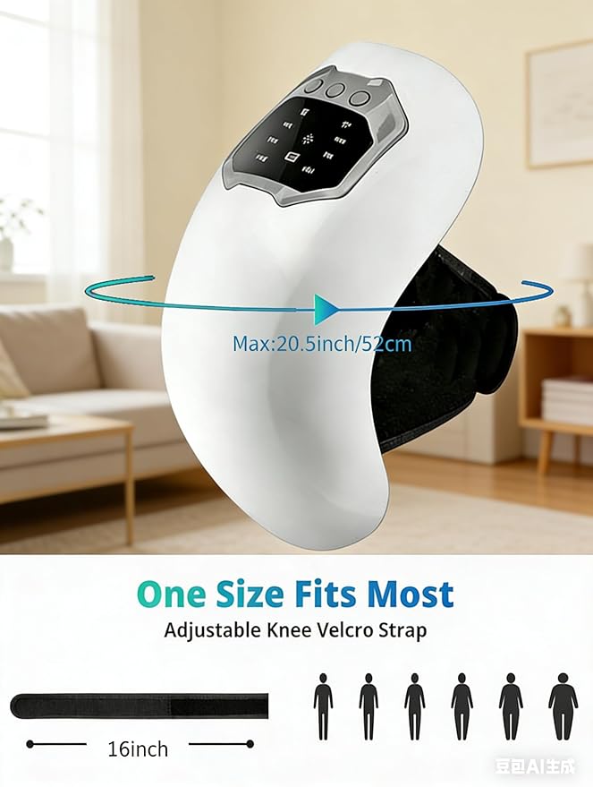 Cordless Portable Knee Massager with Heat, 3 Vibration Modes, 3 Heating Levels for Pain Relief, LED Screen and Adjustable Straps, Gifts for Adults, Mom,Women and Men
