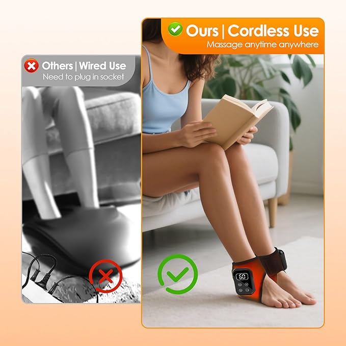Triple Method Foot Massager with Heat & Enhanced Vibration, for Neuropathy Comfort and Circulation, Portable Home Massage for Pain Relief, Auto Shut-Off, Home Travel Use (Gray)
