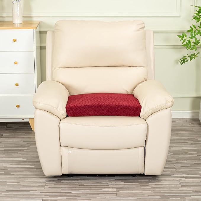 Recliner Cushions for Long Sitting Foam Seat Cushion Soft Tufted Layer for Elderly Seniors, Recliner Chair, Floor Pillow, Office Chair, Car, No Pressure on Thighs, 20X20X3 Inch - Knitted Wine