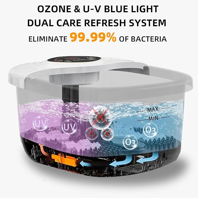 closewave Foot Spa Bath Massager with Heat, UV Ozone & Oxygen Bubbles,Shiatsu Rollers Epsom Salt Temperature Control, Relieves Stress and Feet Pain - Home Pedicure Soaking Tub Gift for Women/Men