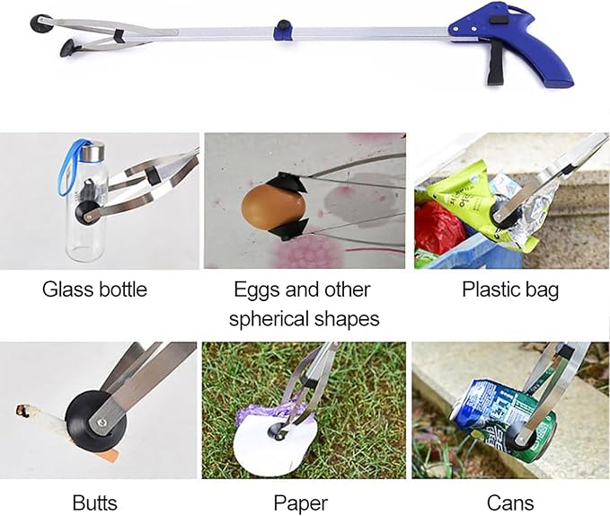 Foldable Reacher Grabber, 32 INCH Aluminium Alloy Long Arm Folding Helping Hand Trash Litter Picker Suction Cup Grabber Reach Pick-Up Tool Mobility Grip Hand Aid (1#)