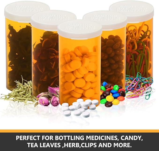 Empty Plastic Pill Bottles with Easy Open Caps (Not Child Resistant), Prescription Medication Vials, Clear Containers Pill Cases Dispenser Organizers (30 Dram, 12pcs)