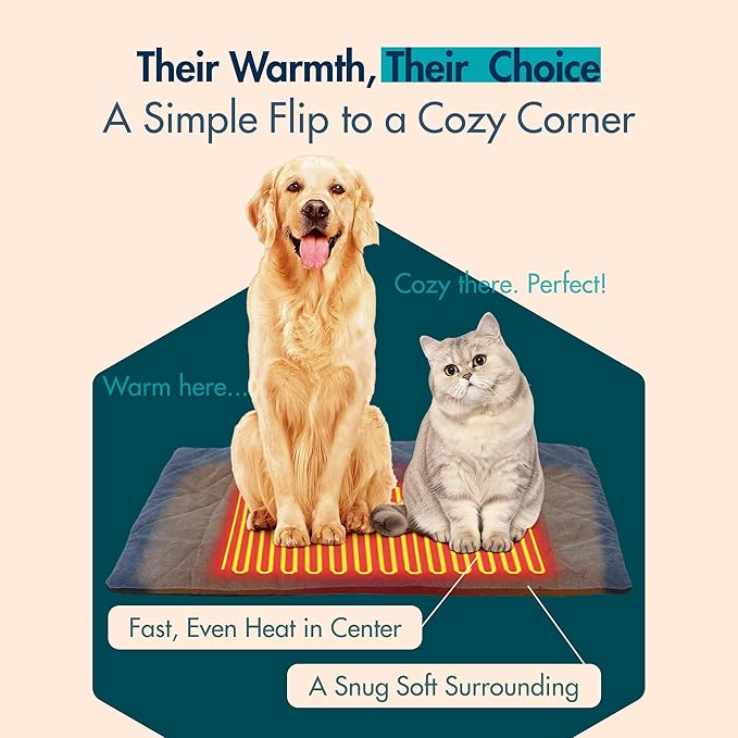 Vagascape Dog Bed, Waterproof Pet Bed with Washable Removable Cover, Comfort Cat Dog Pad for All Seasons, Heating Navy Blue Rectangle Cat Mat with Nonskid Bottom(48"x28")