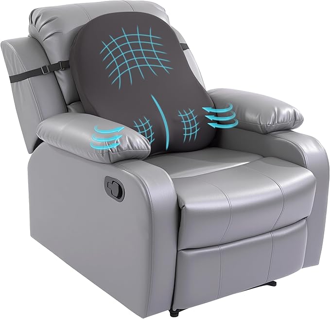 HOMBYS Extra Long Lumbar Support Pillow for Recliner Chair, 50D Molded Memory Foam Back Support Cushion with Full Back Support, Ergonomic Design & Breathable Cover (Grey)
