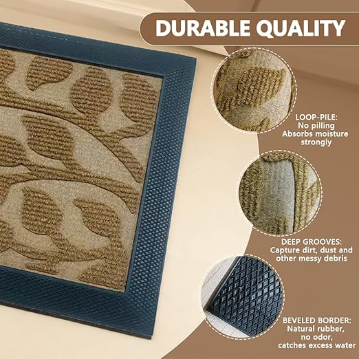 Stair Treads Outdoor for Wooden Steps, Non-Slip Rubber Brown Stair Runner Rugs, 2 Pcs 8.5" x 30" Heavy Duty Stair Mats for Outside Steps, Weatherproof Grip for Elders, Dogs & Kids, Yellow Leaves.