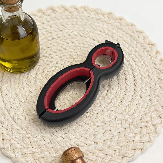 Multi-Use Can, Bottle and Jar Opener, 6-in-1 Adjustable Bottle Opener with Easy-Grip Design for Senior & Weak Hands
