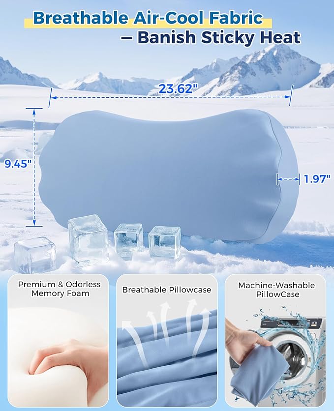 Fledano Lumbar Pillow for Sleeping, Lumbar Support Pillow for Bed for Back Pain Relief, Memory Foam Lower Back Pillow for Bed, Back Support Pillow for Side & Back Sleepers, Washable Cover