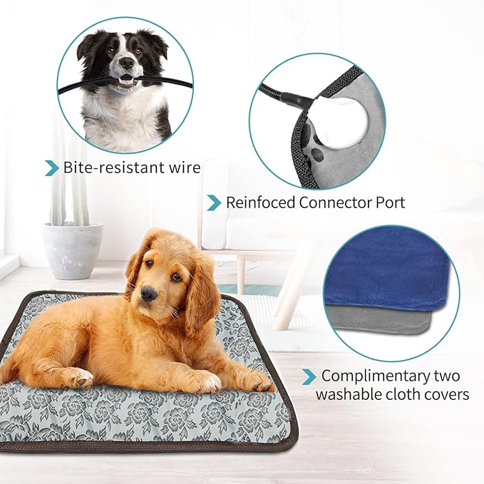 GOLOPET Cat Heating Pad Round with Smart Thermostat Switch and Power Line Protection Tube,Obtained MET and UL Dual Certification,Waterproof Pet Heating Pad for Cats-Rose