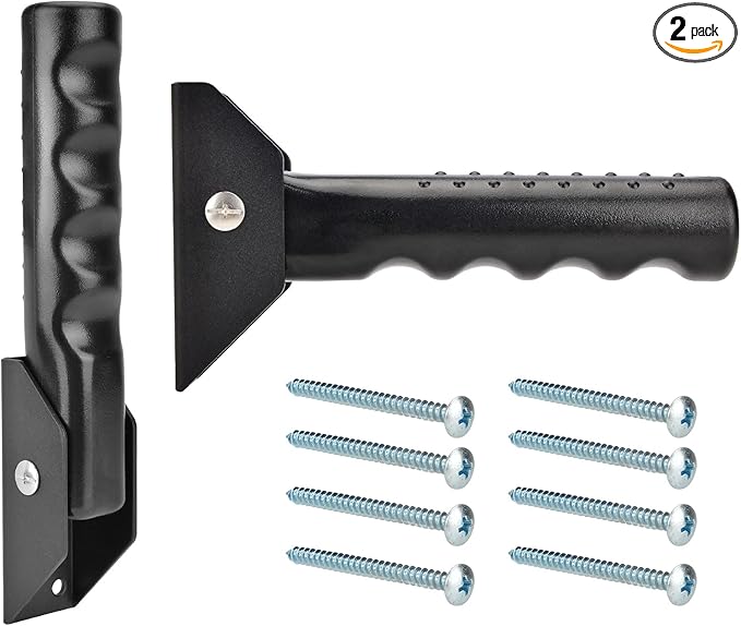 2 Pack Flip Up Grab Bar for Doorway/Stairs Safety Assist Handles for Elderly Non-Slip Grip Bar Great for Seniors, Elderly, Disabled, Handicap and Injured People - Suitable for Wood Door (Black)