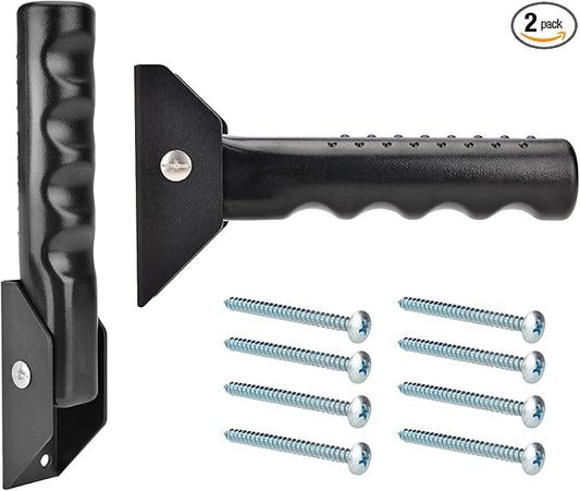 2 Pack Flip Up Grab Bar for Doorway/Stairs Safety Assist Handles for Elderly Non-Slip Grip Bar Great for Seniors, Elderly, Disabled, Handicap and Injured People - Suitable for Wood Door (Black)
