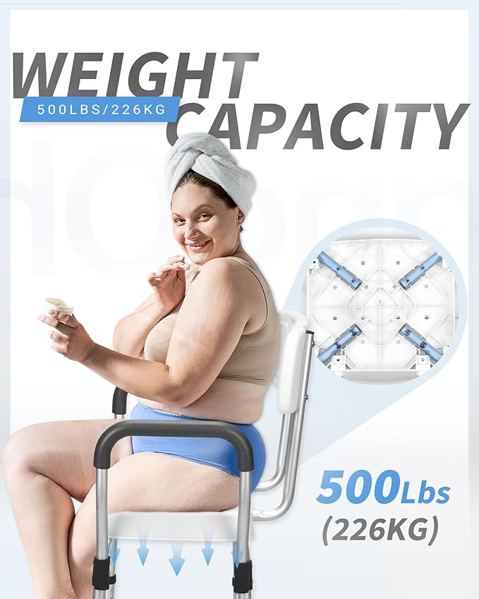 Sangohe Shower Chair - Shower Chairs for Inside Shower - U-Shape Seat Heavy Duty Shower Seat - Shower Chairs with Arms for Handicap - Wide Shower Seats for Elderly - Shower Chair for Bathtub, 796E