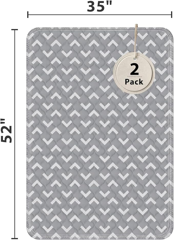 Non-Slip Bed Pads for Incontinence Washable (35" x 52"|2 Pack), Waterproof Bed Pads, Bed Wetting Pads for Bed, Sofa, Floor, Resuable Underpads for Adults, Seniors, Pet