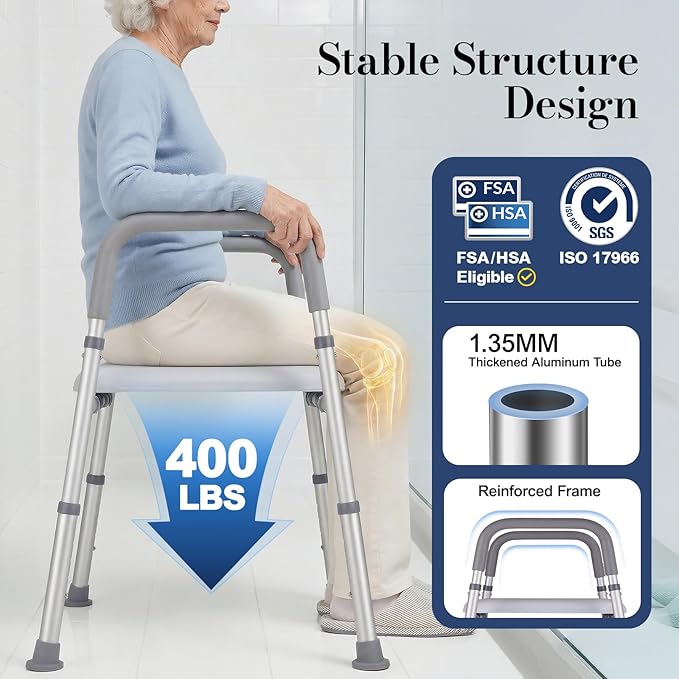 Toilet Seat Risers for Seniors, Raised Toilet Seat with Handles, Adjustable Height & Width, 400 lb Handicap Elevated Toilet Riser Toilet Seats for Pregnant Elderly, Fit Any Toilet