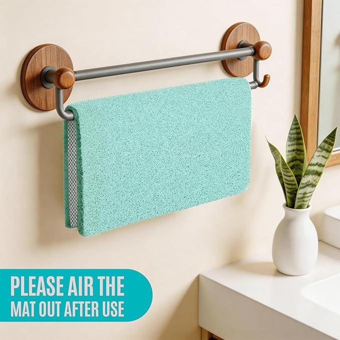 Joyhalo Shower Mat Bathtub Mat Non Slip, Bathmats Non Slip, Quick Drying Foot Scrubber Loofah Mats for Shower, Tub, Bathroom, Home, 24x24inch, Aqua