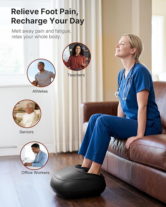 KNQZE Shiatsu Foot Massager with Heat, Compression, Deep Kneading Foot Massage for Plantar Fasciitis Relief, Remote Control, Multi Massage Modes, Auto Shut-Off Timer, FSA Eligible, Mothers Day Gifts