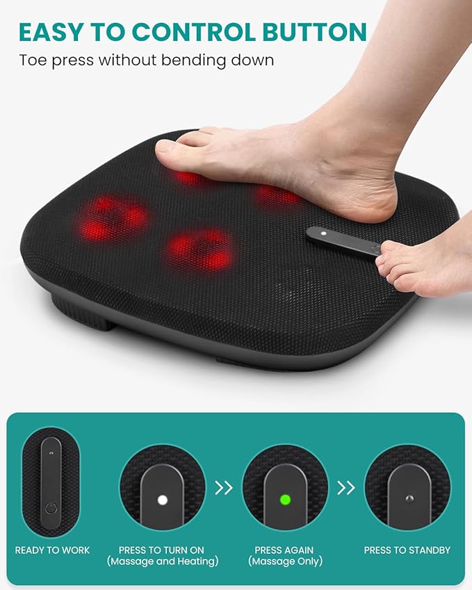 Nekteck Shiatsu Foot Massager with Heat, FSA Eligible Electric Kneading & Scraping Feet Massage Machine for Plantar Fasciitis Pain Relief, Home and Office Relax, HSA Eligible