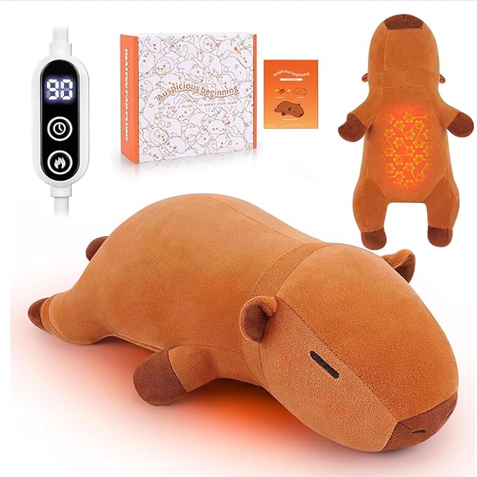 14'' Capybara Heating Pad for Period Cramps, Capybara Plush with a Hot Soft Belly USB Powered, Menstrual Heating Pad Neck Shoulder Pain Relief, Birthday Gift for Daughter Wife Period Heating Pad