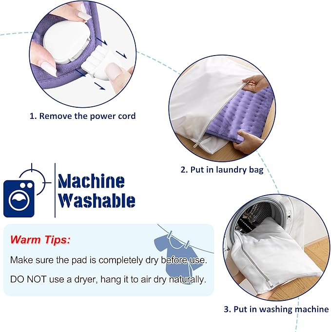 40"X20" Electric Heating pad with 6 Heat Settings, Auto Shut Off, Dry Electric Heating for Back Neck Knee Arms Legs Shoulder Heat Pads for Christmas Birthday Father's Day Mother's Day (Light Purple)